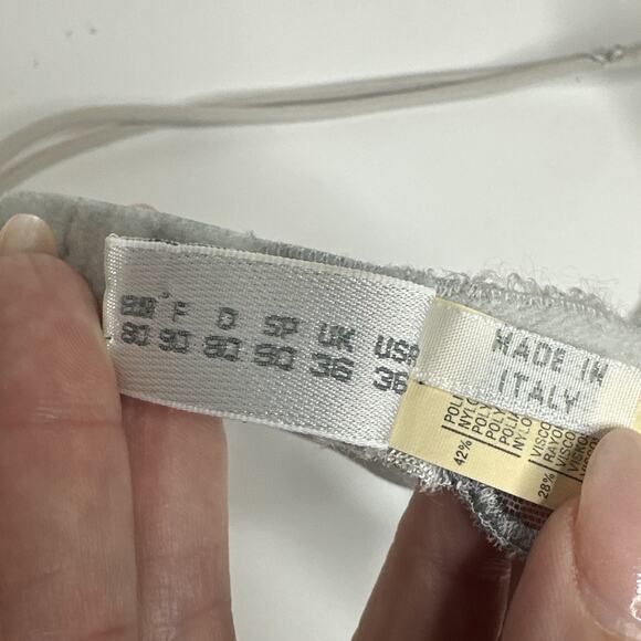 Vintage La Perla Coquette Floral Embroidered Lace Underwire Bra 36 Muted Blue - Picture 9 of 16